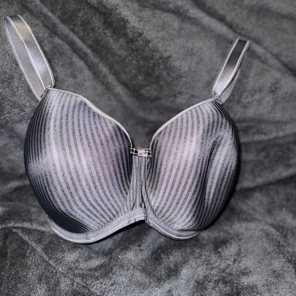 Freya Gray Striped Underwire Bra - Picture 1 of 11